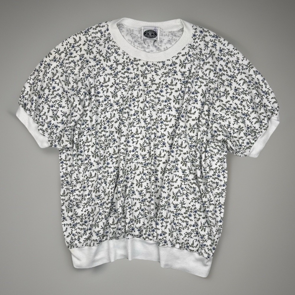 Vintage Floral Puff Sleeve Sweatshirt Cottagecore Cozy Pullover  M